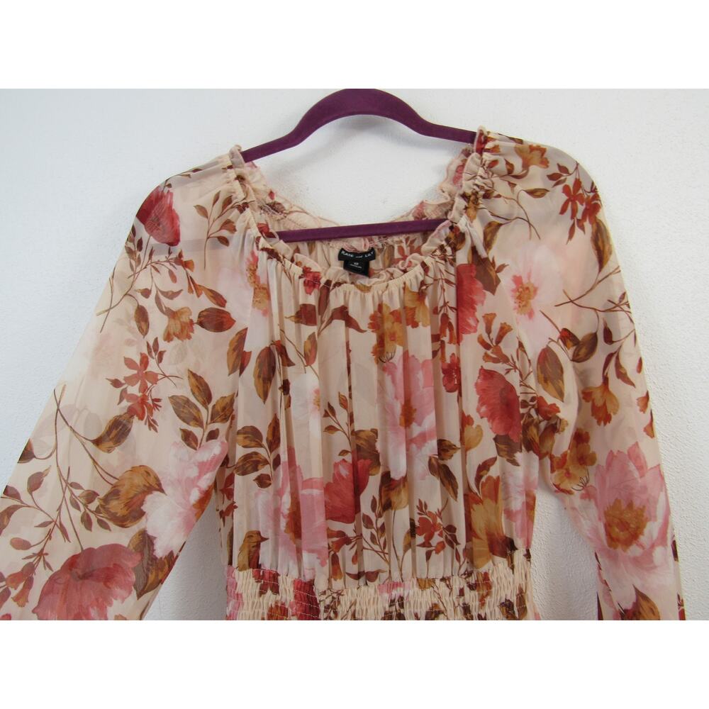 Kate and Lily Size 12 Women's Pink Chiffon Floral Tiered Dress Off Shoulder - Picture 5 of 7